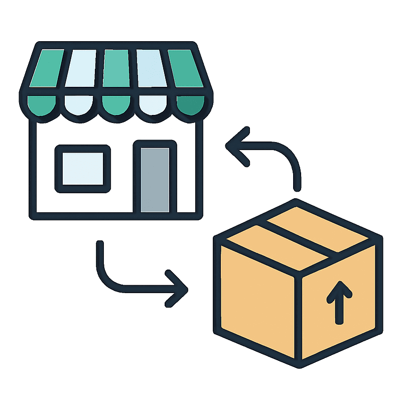 Icono de envío a casa o recogida en tienda